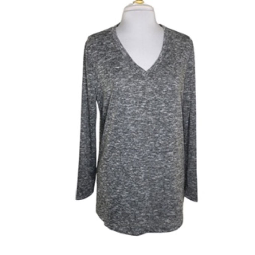NWOT Faded Glory V-Neck Long Sleeve Gray Heather Women's Tee-Shirt Size 1X (16W)